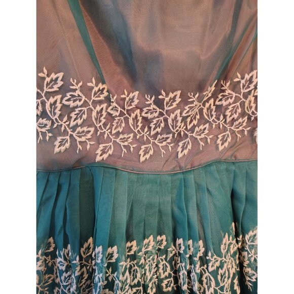 Vintage AFL CIO Union Made 1950's Dress, Green Orange, Small Sleeveless READ - Picture 3 of 13